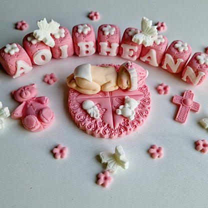 Edible baby cake topper,baptism/christening,fondant icing decoration