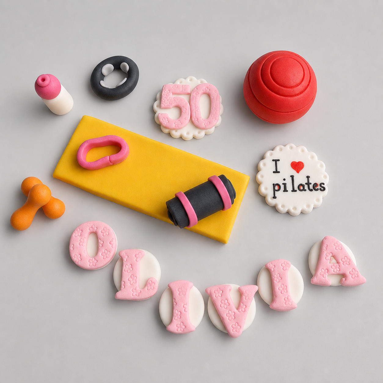 Edible Pilates Birthday Cake Topper – Fondant Icing Gym & Fitness Cake Decoration