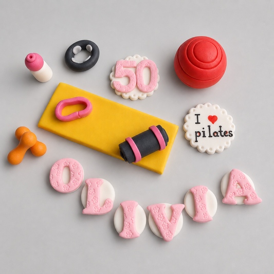 Edible Pilates Birthday Cake Topper – Fondant Icing Gym & Fitness Cake Decoration