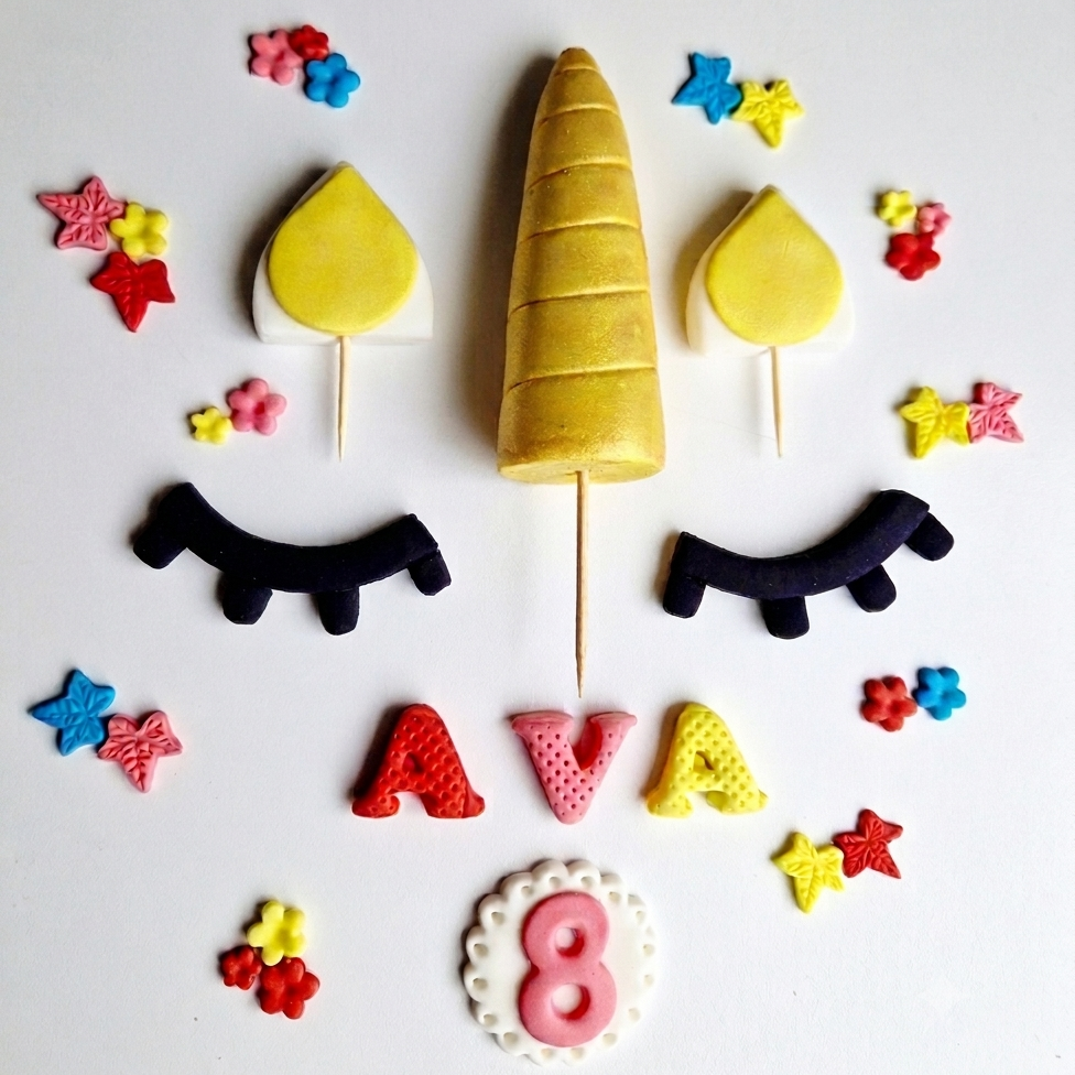 Edible unicorn cake topper,fondant icing decoration