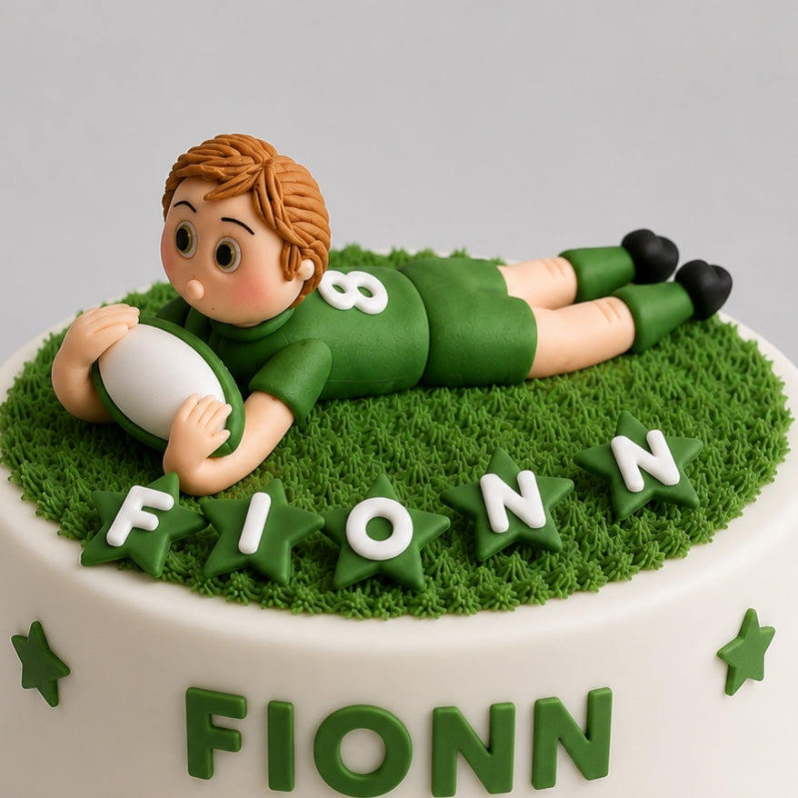 Edible rugby cake topper,football figurine,fondant player icing decoration