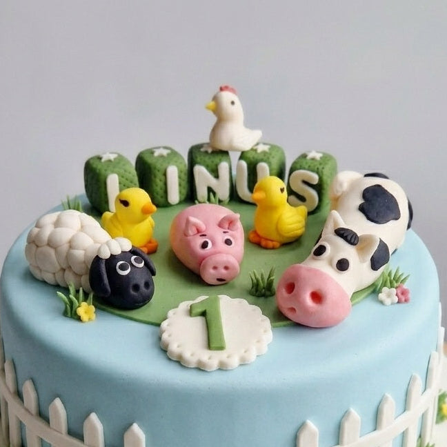 Edible farm animals cake topper,fondant icing decoration