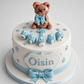 Edible teddy bear baby cake topper,fondant icing baptism decoration