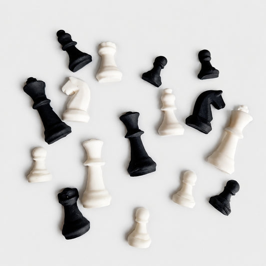 12 Edible chess cake/cupcake toppers,fondant icing party decorations