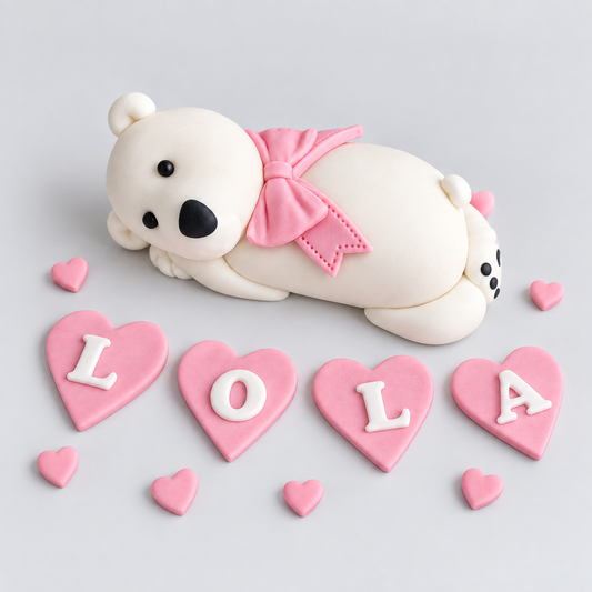 Edible sleeping teddy bear cake topper,baptism fondant icing decoration
