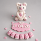 Edible baby teddy bear cake topper,fondant baptism icing decoration