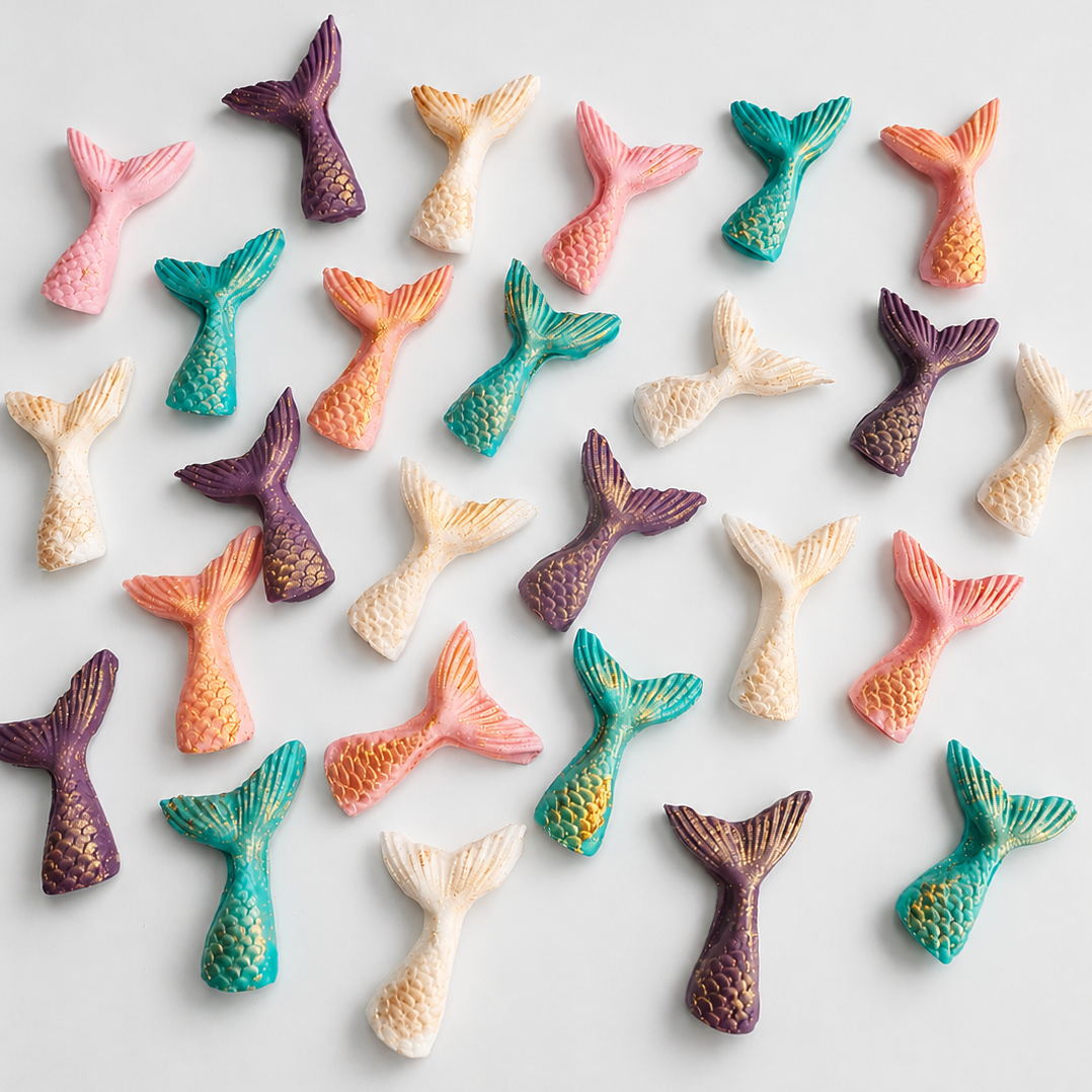 Edible mermaid tail cake/cupcakes toppers, fondant icing decorations