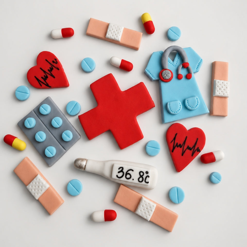 20 Edible doctor/nurse/medical/hospital cake/cupcakes toppers,fondant icing decoration