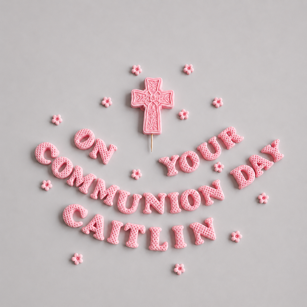 Edible Communion Cake Topper Set – Cross & Name – Personalised First Holy Communion Decoration