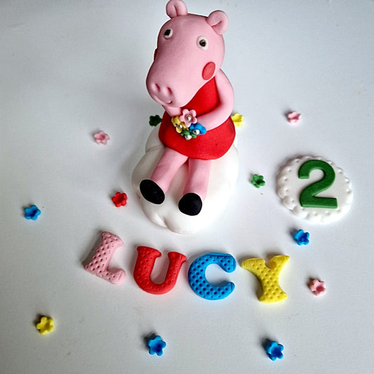 Edible Peppa Pig cake topper,fondant icing decoration