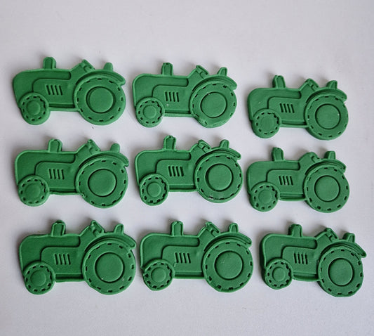 12 farm tractors edible cupcake toppers,party icing fondant decorations