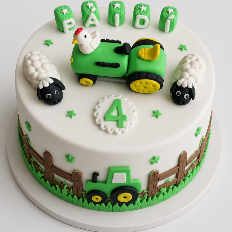 Edible tractor cake topper,fondant icing decoration
