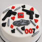 Edible James Bond cake topper,casino,fathers day,car,cards,gun,bullets,birthday decoration