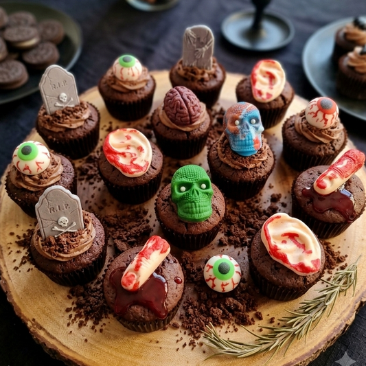 12 Edible Halloween cake/cupcakes toppers, fondant icing decorations