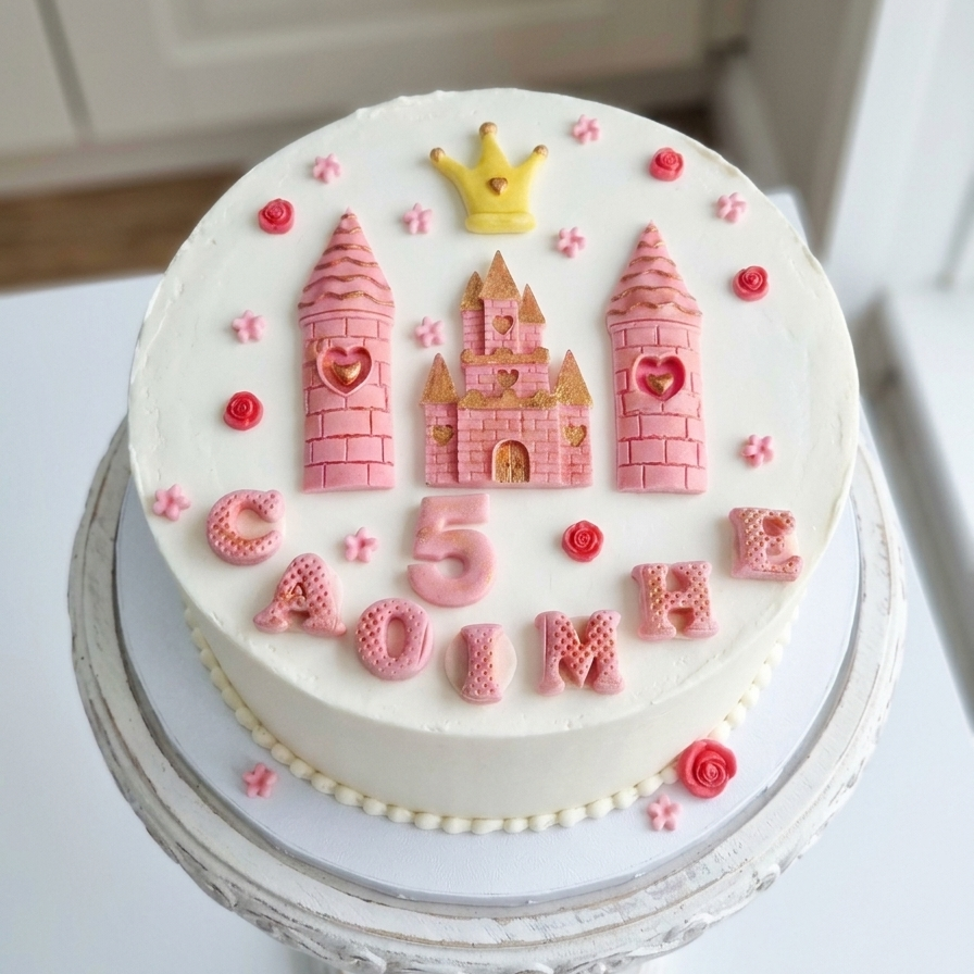 Edible princess castle cake  topper,fondant icing decoration