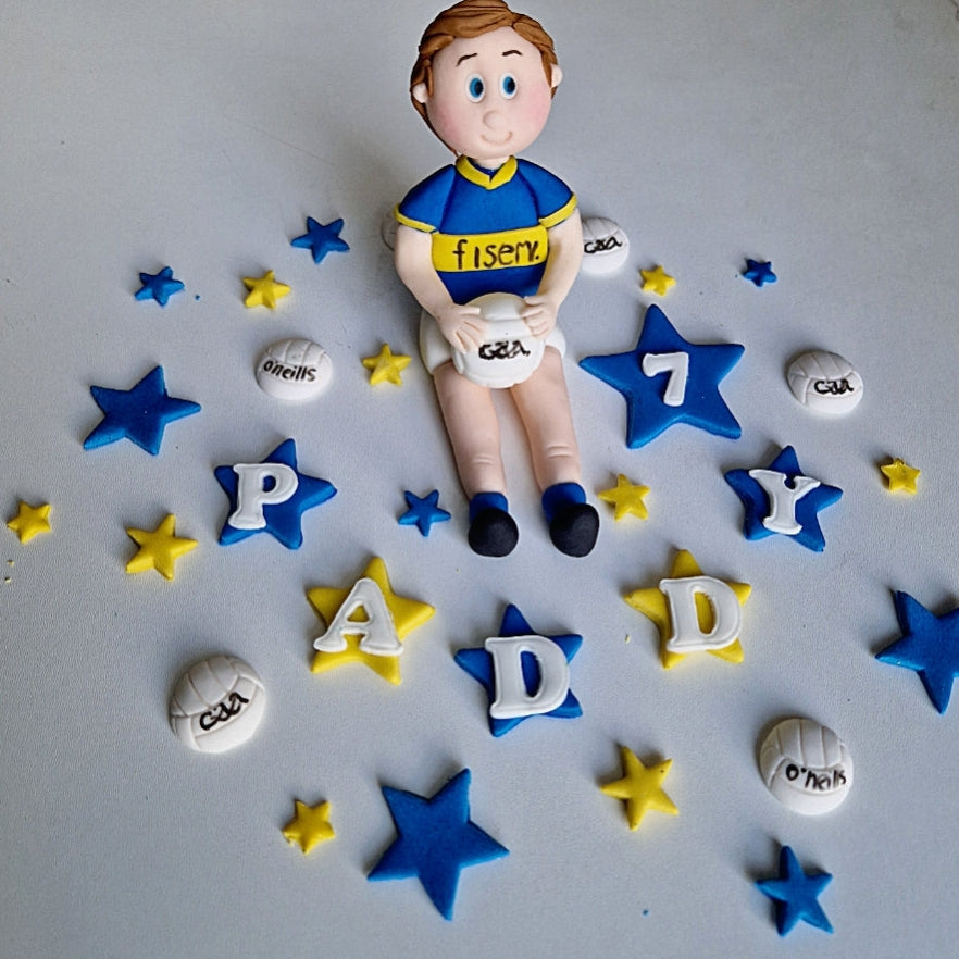 Edible soccer/football GAA player cake topper,fondant icing decoration