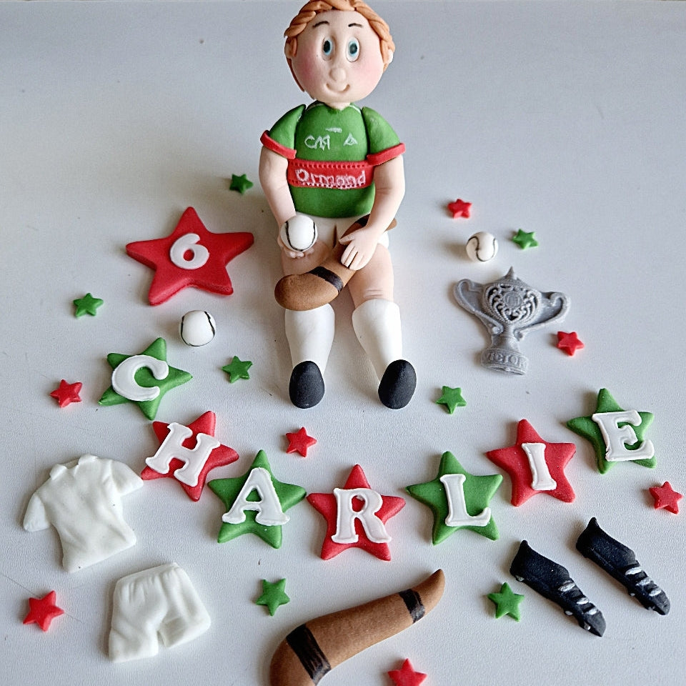 Edible soccer/football GAA player cake topper,fondant icing decoration