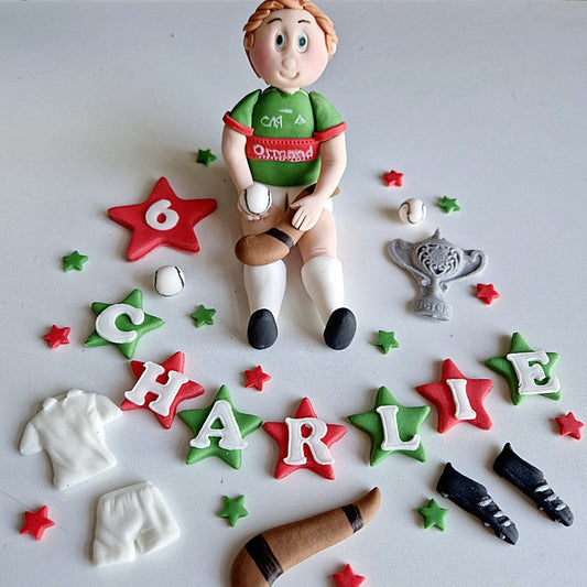 Edible soccer/football GAA player cake topper,fondant icing decoration