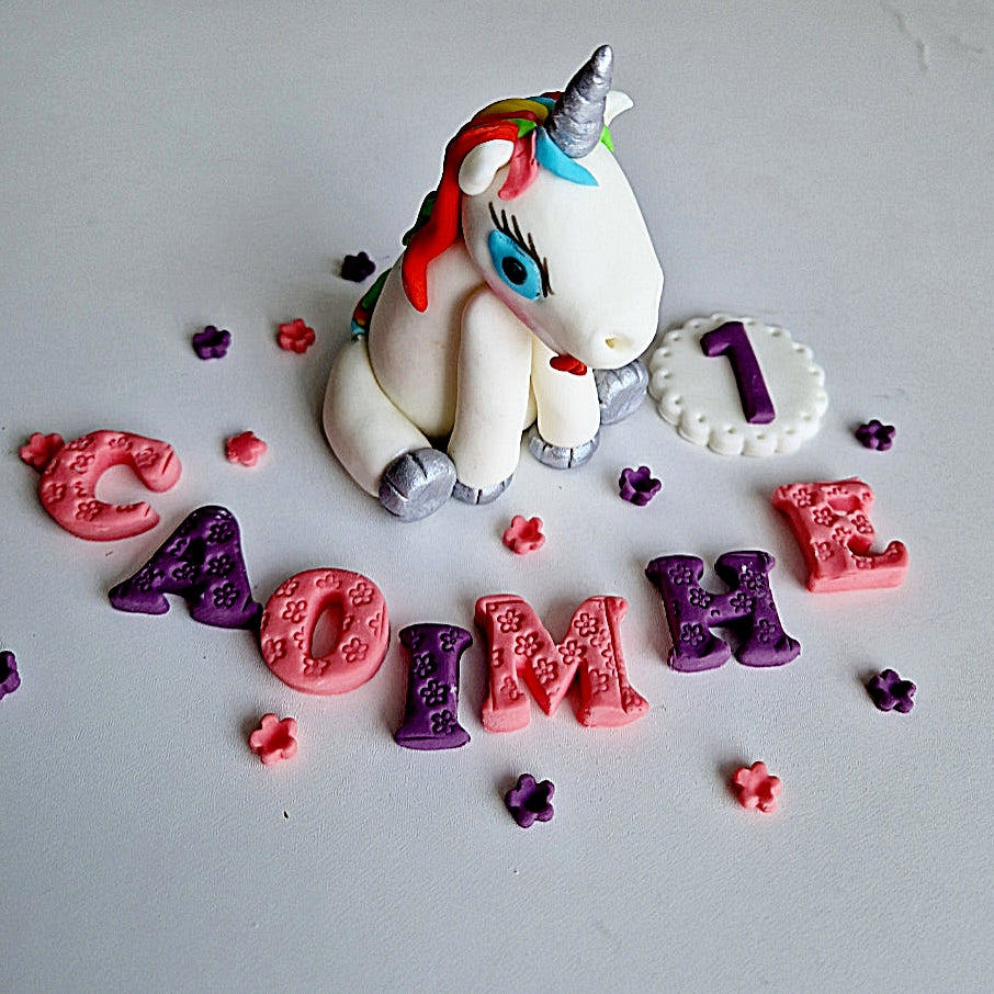 Edible unicorn cake topper,fondant icing decoration