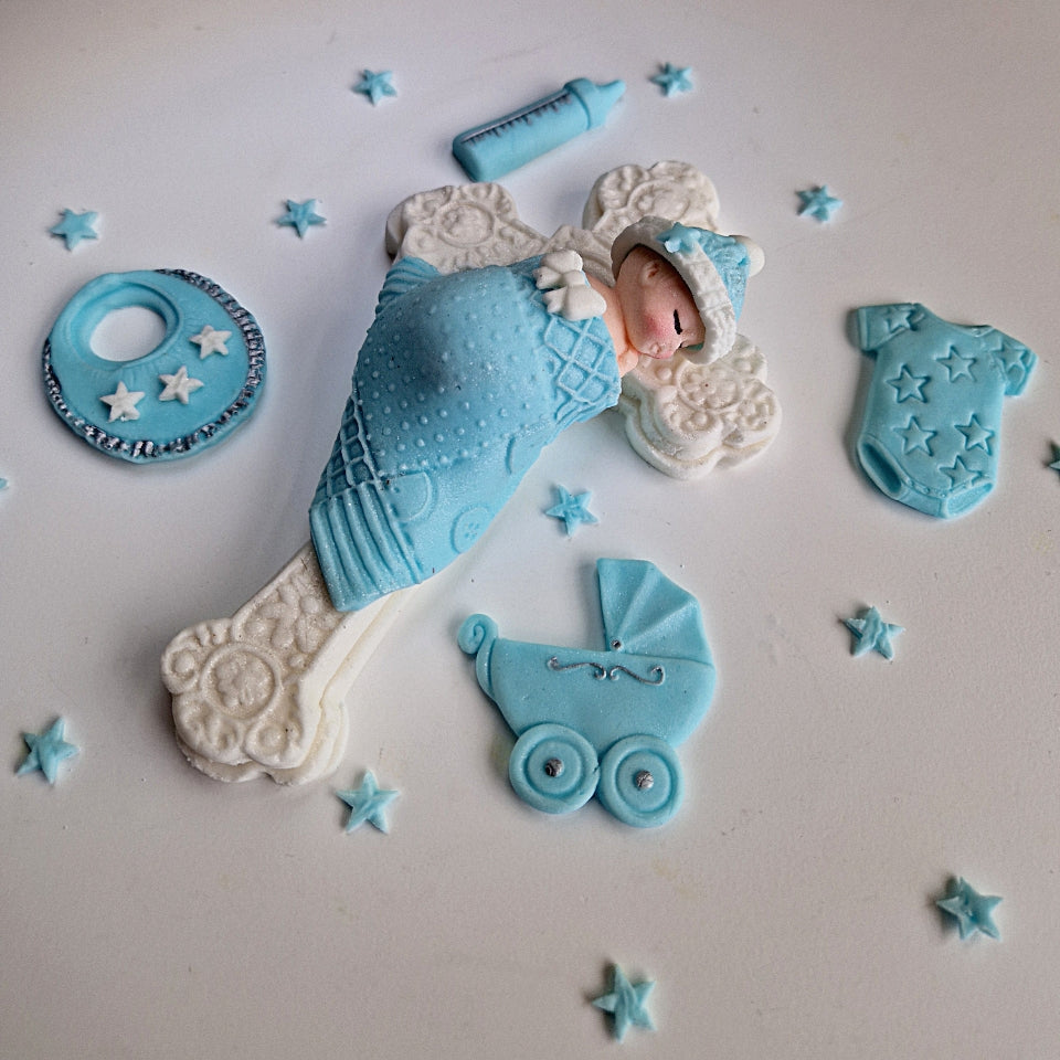 Edible baptism baby cake topper,fondant icing decorations