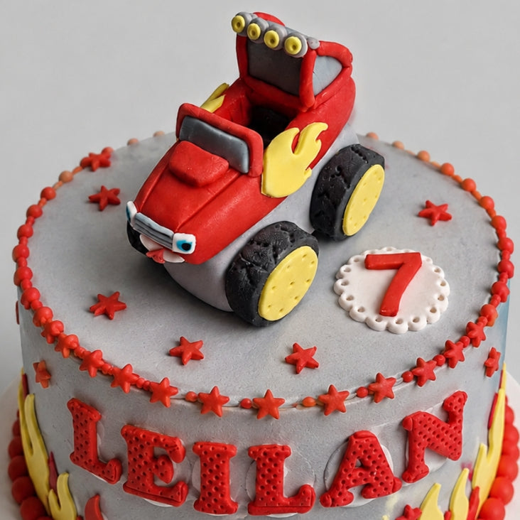 Edible Blaze and the monster machines cake topper,fondant icing decoration