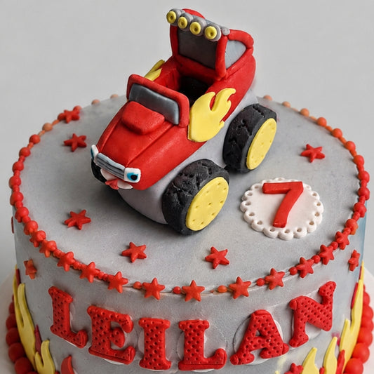 Edible Blaze and the monster machines cake topper,fondant icing decoration