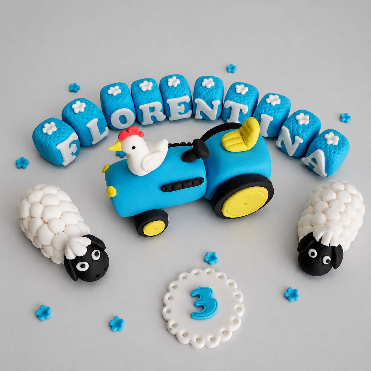 Edible tractor cake topper,fondant icing decoration