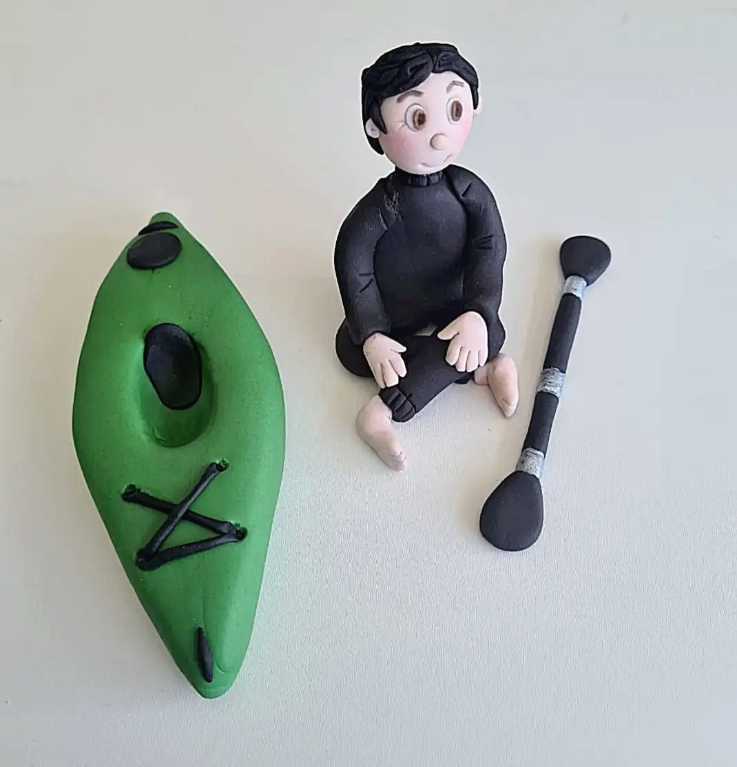 Edible canoe,kayak,surfing,paddle boarding figurine cake topper,fondant icing decoration