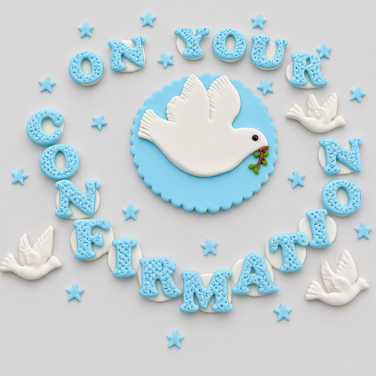 Edible Confirmation cake topper,fondant icing decoration
