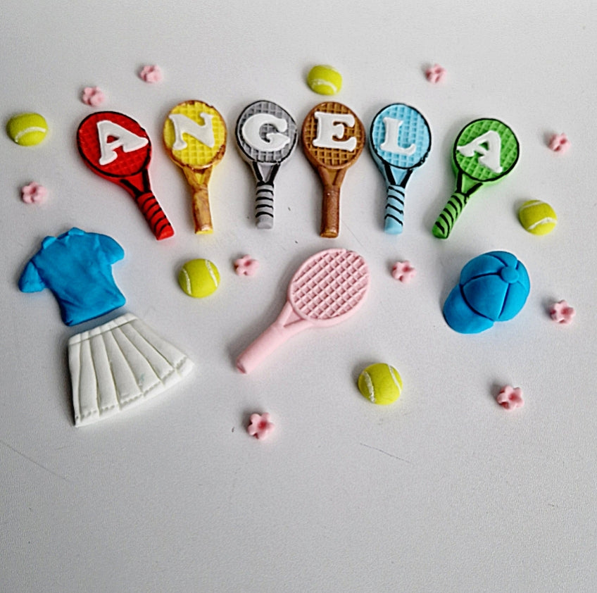 Edible tennis cake toppers,fondant icing sport decorations