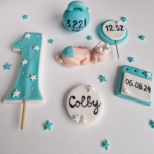 Edible baby's first birthday cake topper,fondant sugar decoration