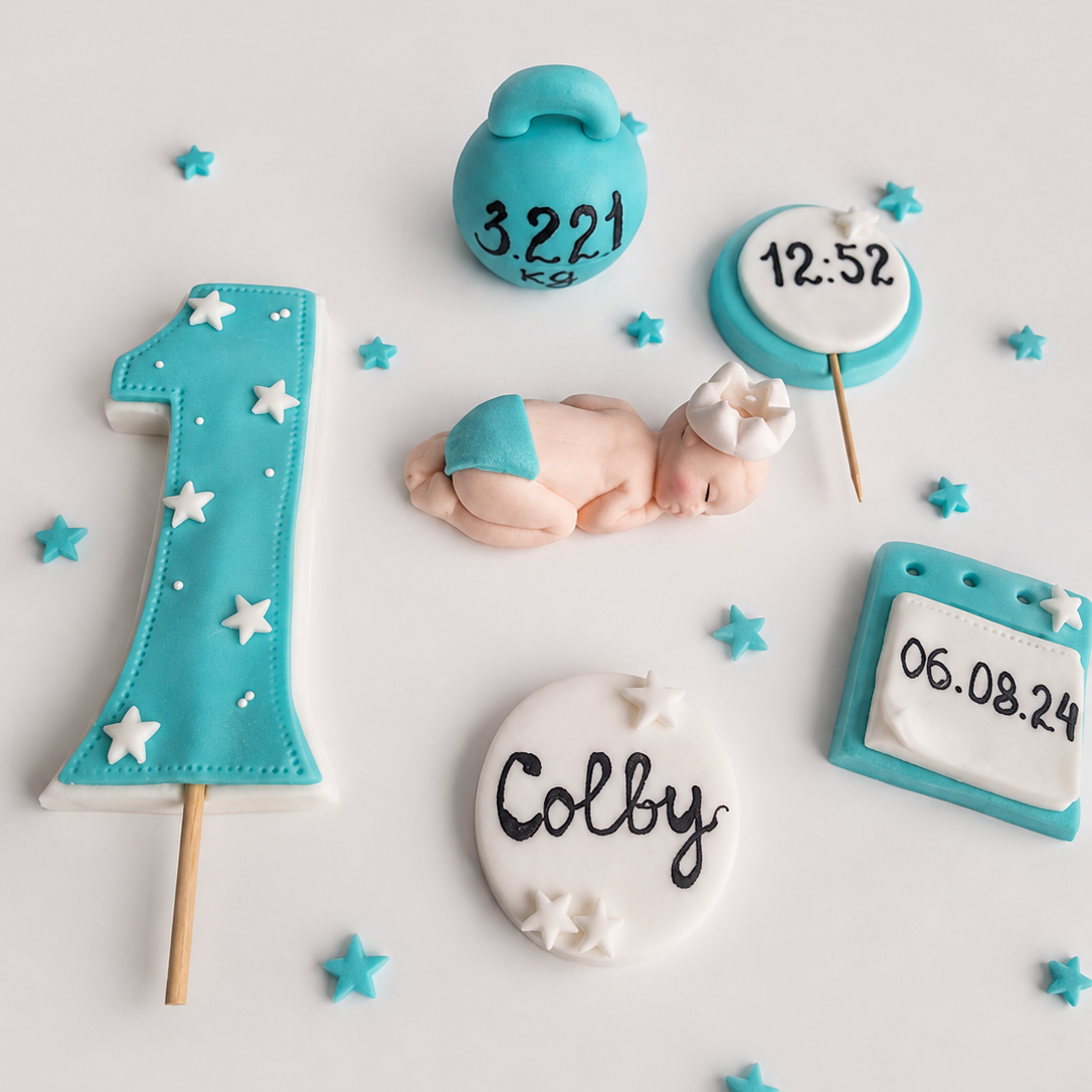 Edible baby's first birthday cake topper,fondant sugar decoration