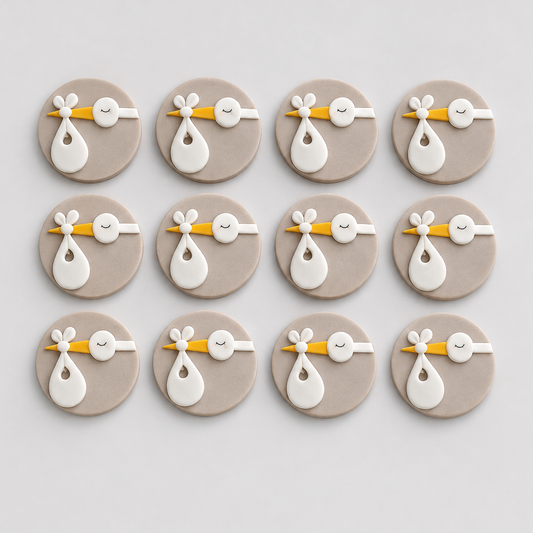 Edible storks fondant cupcake toppers,sugar icing decorations