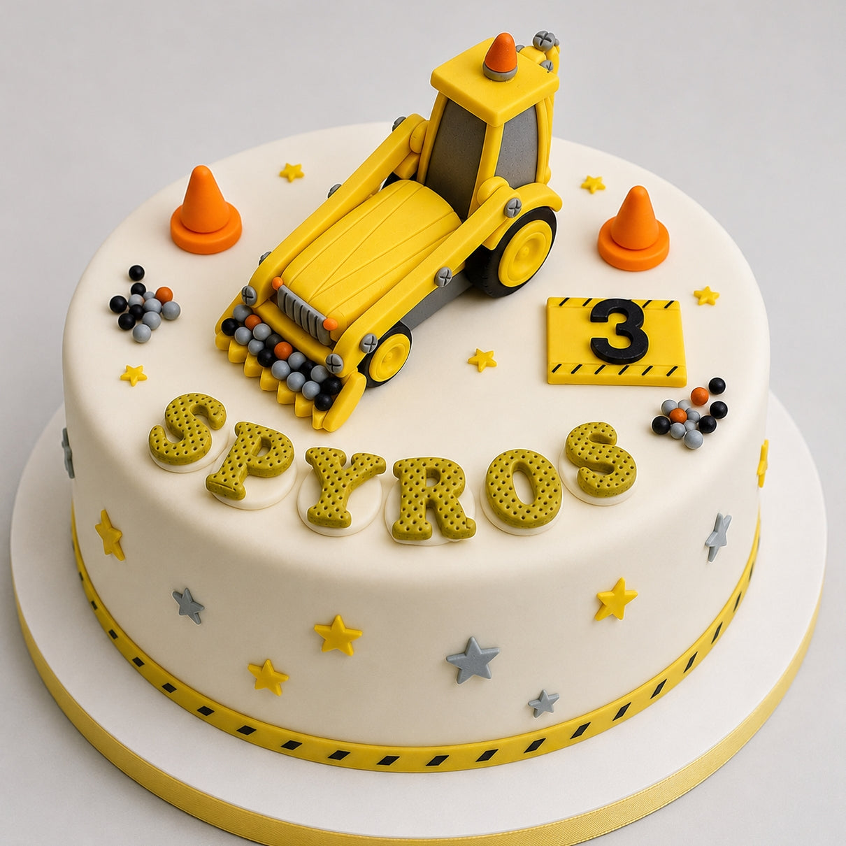 Edible excavator/digger construction cake topper,fondant icing decoration