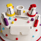Eetbare scheikunde, taarttopper van een wetenschapper, decoratie van fondantglazuur