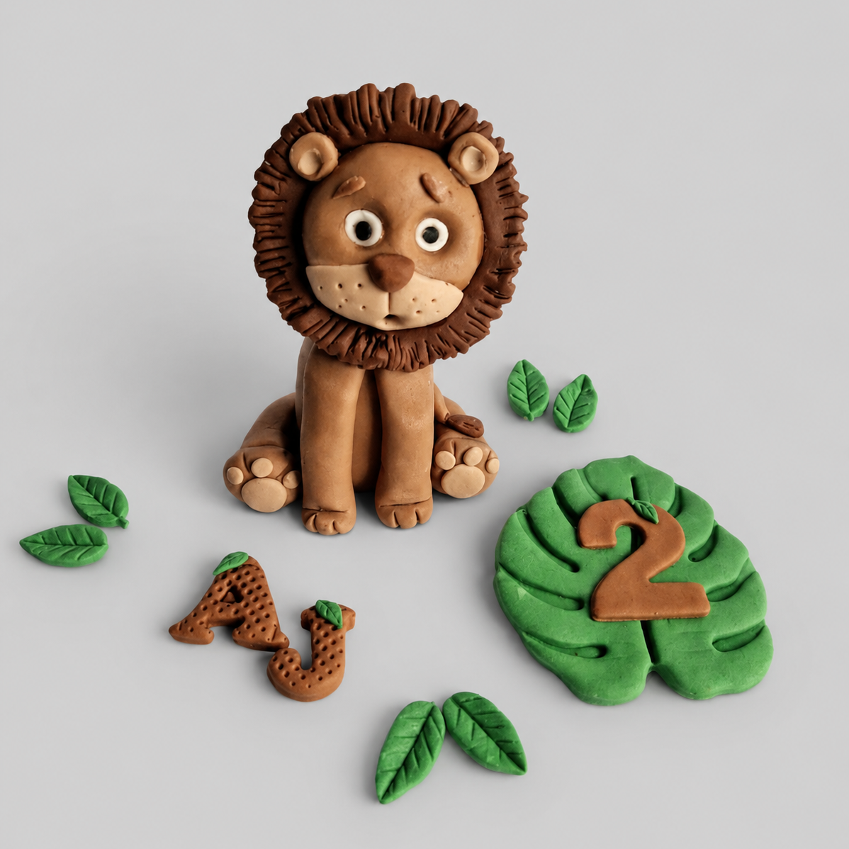 Edible baby lion cake topper,zoo fondant icing decoration