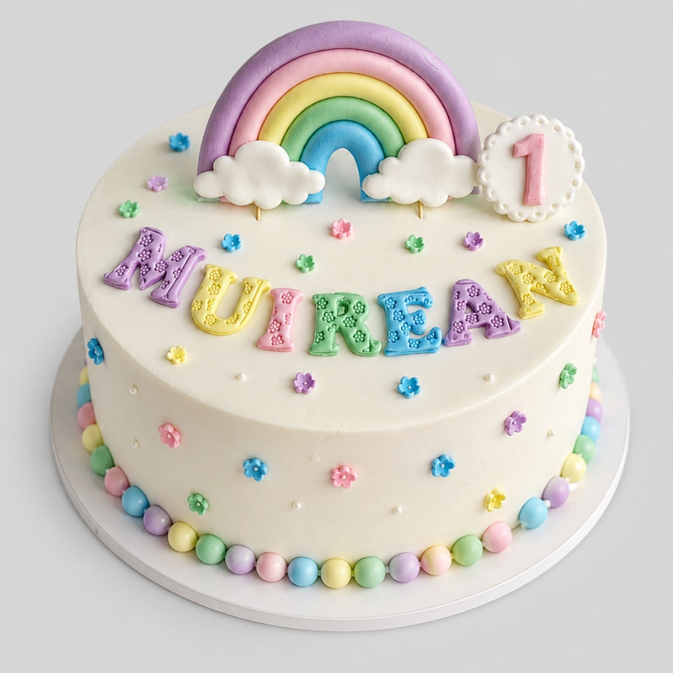Edible rainbow cake topper,fondant icing decoration