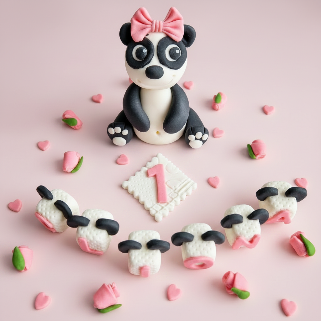 Edible Baby Panda Cake Topper – Christening & Birthday Cake Decoration for Boy or Girl – Handmade Sugarpaste Fondant Topper Ireland