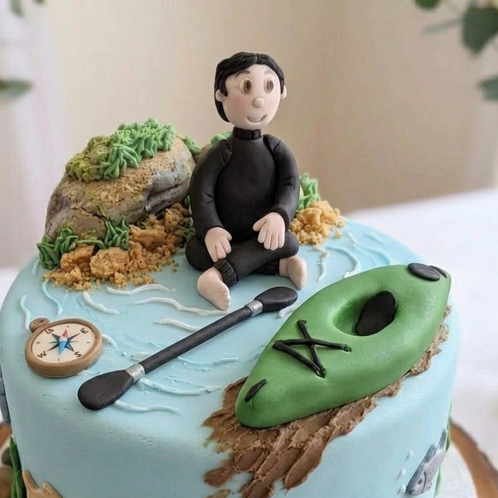 Edible canoe/kayak cake topper,fondant icing decoration