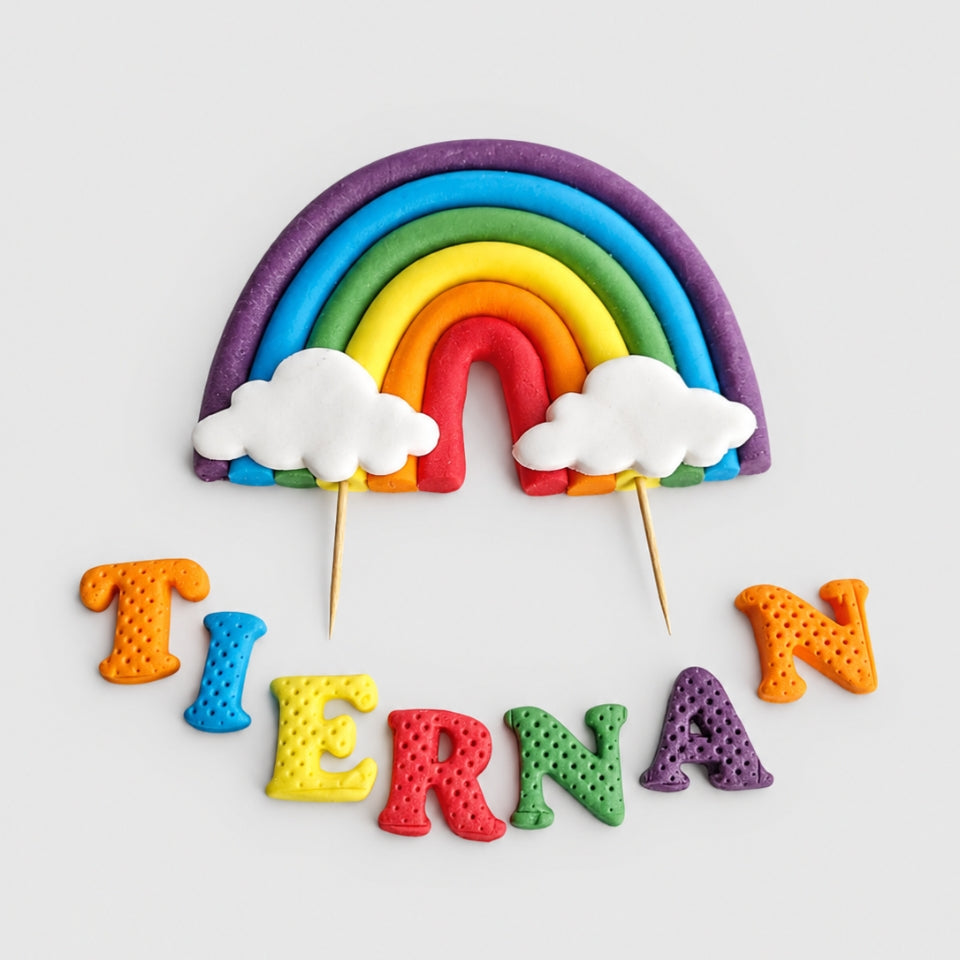 Edible rainbow cake topper,fondant icing decoration