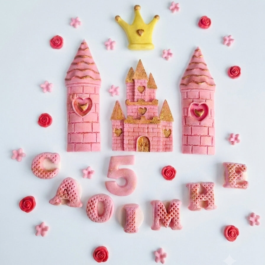 Edible princess castle cake  topper,fondant icing decoration