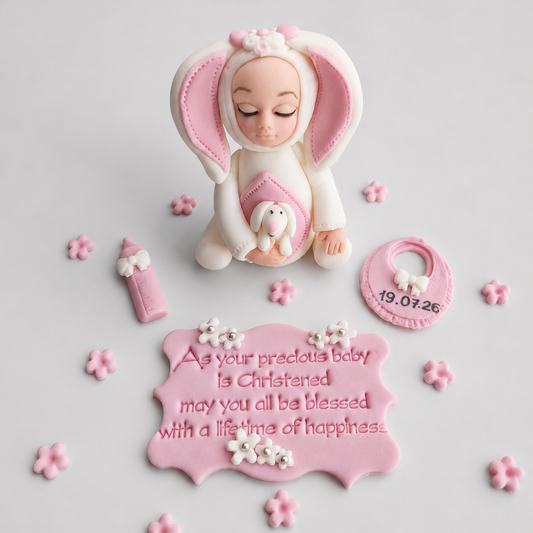 Eetbare babykonijntaarttopper, fondant glazuurdecoratie