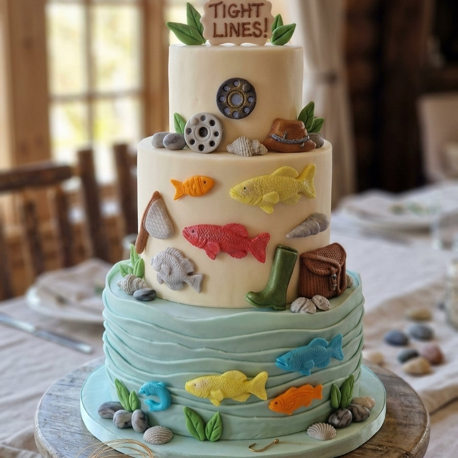 22 Edible fishing cake/cupcakes toppers,fish fondant icing decorations