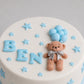 Personalised Teddy Bear Cake Topper: Baptism, Christening, Baby Shower Fondant Decoration