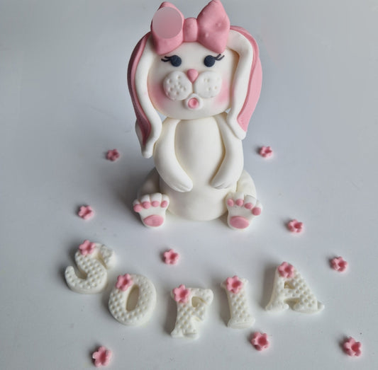 Edible baby bunny rabbit cake topper,fondant icing decorations