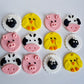 Edible farm animals fondant cupcake toppers,icing decorations