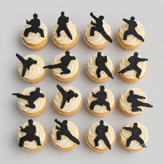 12 Edible martial karate cake toppers,fondant icing decorations