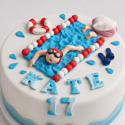 Edible swimmer cake topper,fondant icing decoration