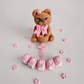 Edible teddy bear baby cake topper,fondant icing baptism decoration