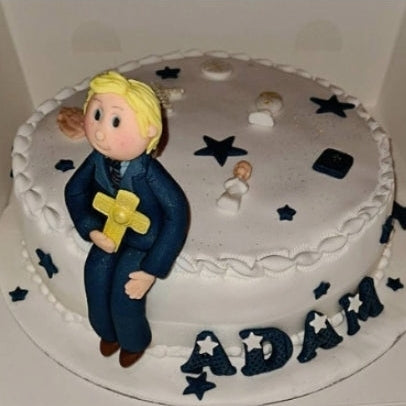 Eetbare communiebeeldje taarttopper, fondant glazuur decoratie, religieus